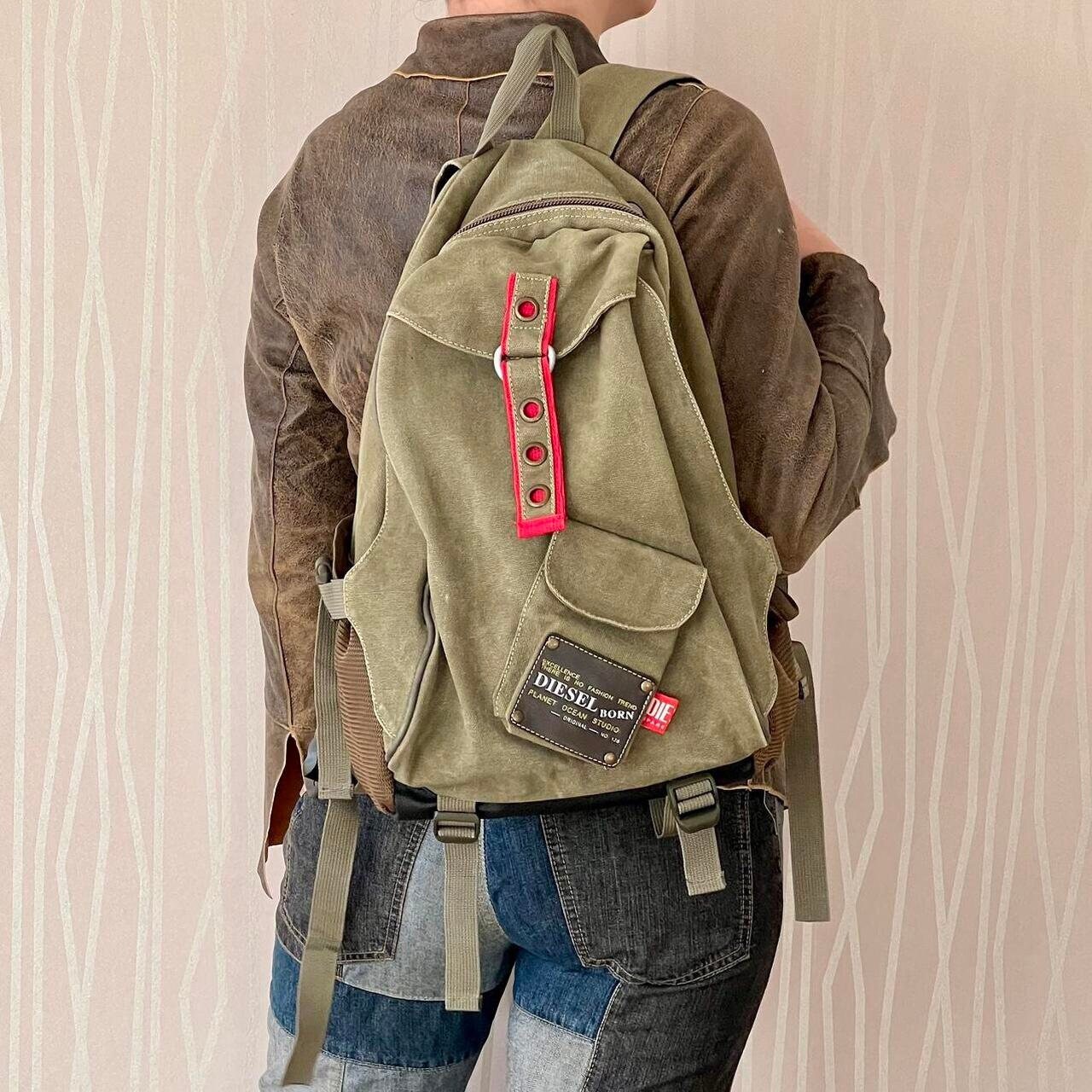 Vintage Diesel Bag Cargo Backpack Utility Techwear Canvas Backpack School Bag Work Bag Tactical Military Bag