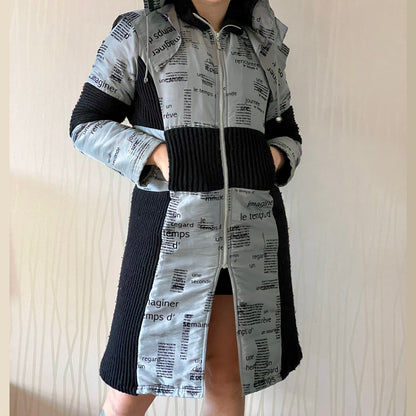 Late 90s / Y2K Biche de Bère Bi-Material Printed Puffer Coat – Detachable Hood