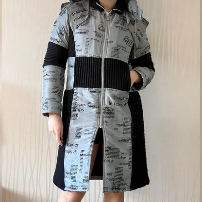 Late 90s / Y2K Biche de Bère Bi-Material Printed Puffer Coat – Detachable Hood