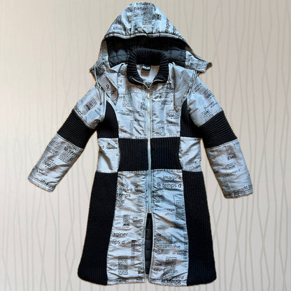 Late 90s / Y2K Biche de Bère Bi-Material Printed Puffer Coat – Detachable Hood