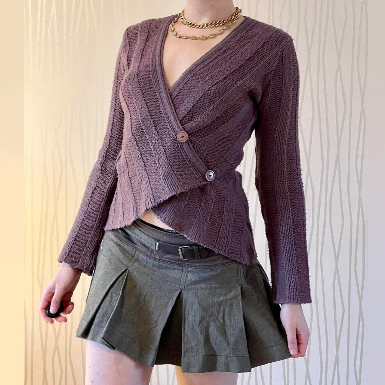 Cache Cache Sweater Whimsigoth Coquette Y2K Asymmetrical Deconstructed Knit Top