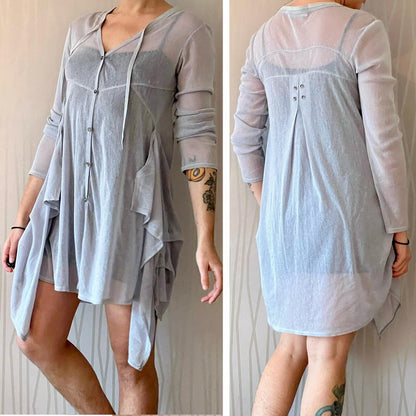 Y2K Deca De Vous à Nous Sheer Knit Mini Dress – Asymmetrical Layered