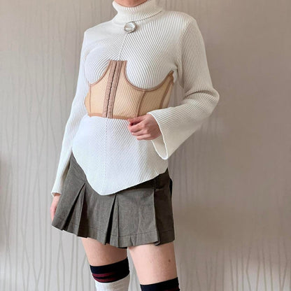 Y2K Alfa Knit Turtleneck Sweater – Handkerchief Hem