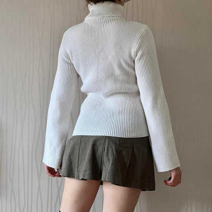 Y2K Alfa Knit Turtleneck Sweater – Handkerchief Hem
