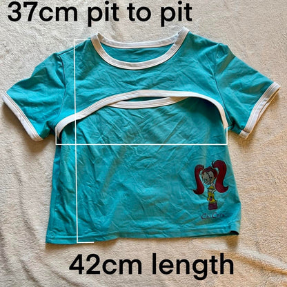 Y2K Baby Tee Cyber Rave Techwear Cut Out Crop Top T-Shirt Ringer Tee