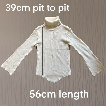 Y2K Alfa Knit Turtleneck Sweater – Handkerchief Hem