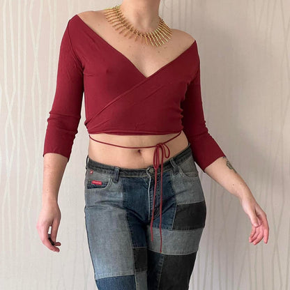 Sarah Pacini Wrap Top Y2K Minimalist Whimsigoth Going Out Top